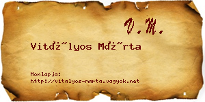 Vitályos Márta névjegykártya